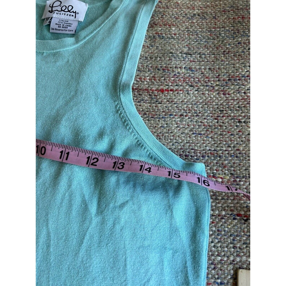 Lilly Pulitzer Silk and spandex turquoise blue tank size Medium - Picture 6 of 8